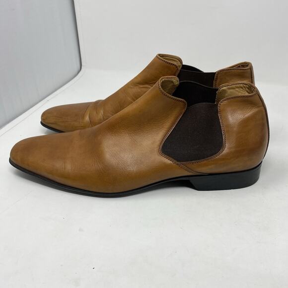 Luca del Forte Mens Chelsea Boots 42 Cognac Brown Leather Italian Dress Ankle main image 7